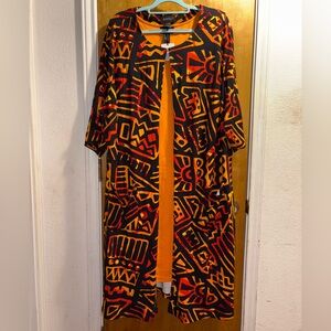 Ashro Black and Orange Geometric Kimono